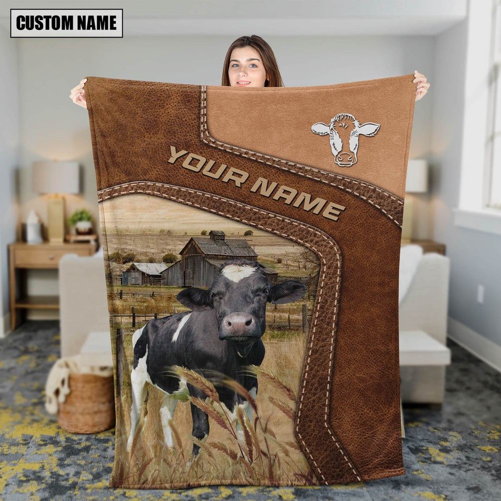 Big Custom Name Holstein Blanket, Farm Blanket, Farm Animal Blanket