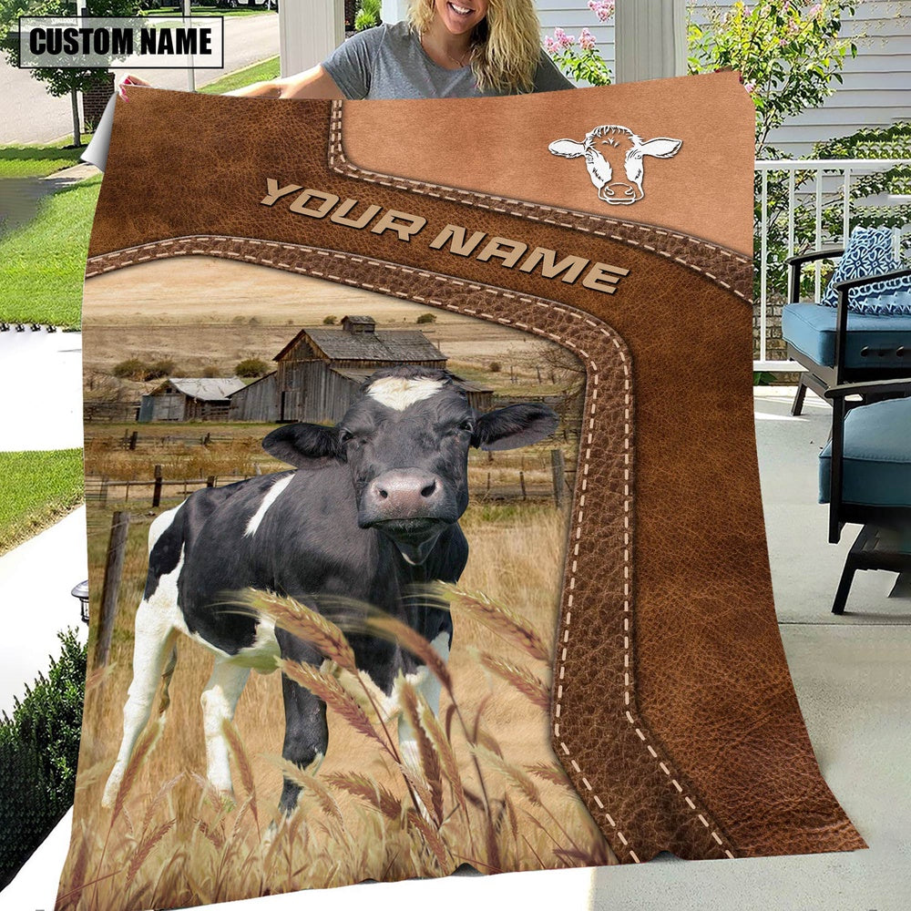 Big Custom Name Holstein Blanket, Farm Blanket, Farm Animal Blanket