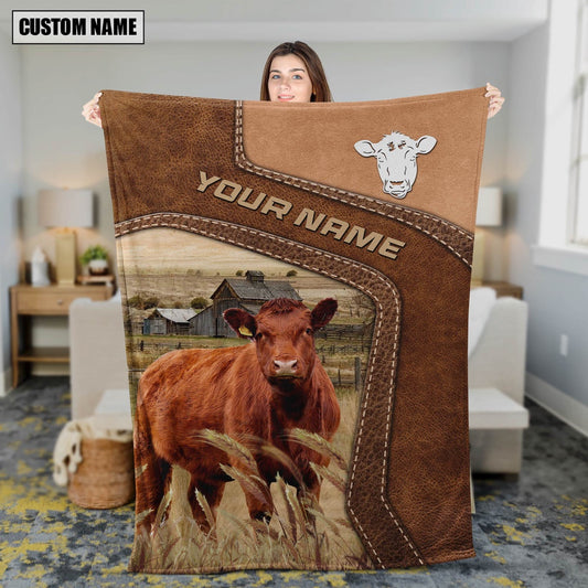 Big Custom Name Red Angus Blanket, Farm Blanket, Farm Animal Blanket