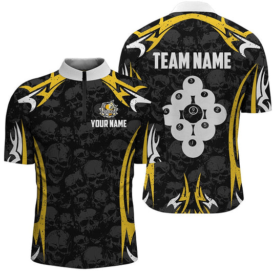 Billiard Ball 9 Skull Pattern Jersey Shirts Custom Team Name 9 Ball Pool Jerseys, Billiard Team Jersey Shirt