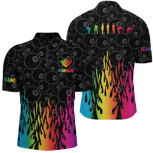 Billiard Rainbow Fire Snooker Player Custom 3D Jersey Shirts, Pool Player Shirts, Billiard Team Jersey Shirt