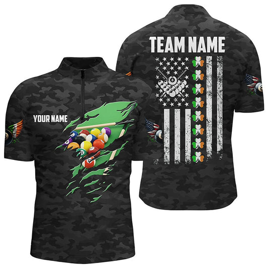Billiard St Patrick Day Vintage US Flag Jersey Shirts, Patriotic Billiard Jerseys, Billiard Team Jersey Shirt