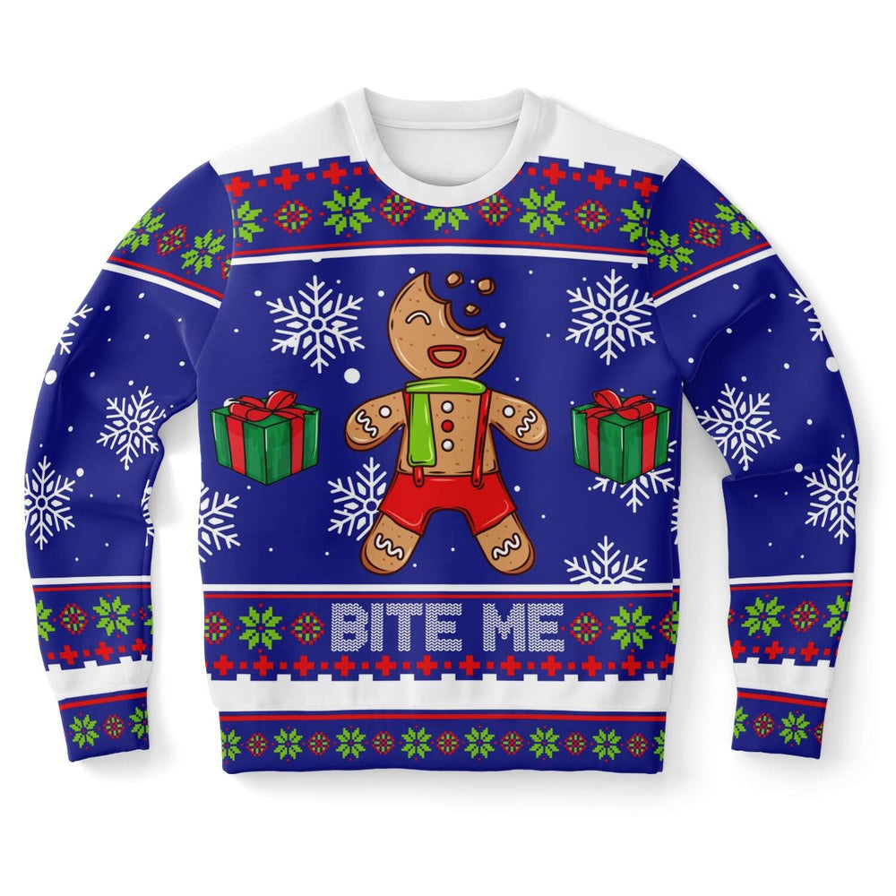 Bite me Gingerbread Ugly Christmas Sweater, Christmas Ugly Sweater, Sweater Xmas, Ugly Sweater