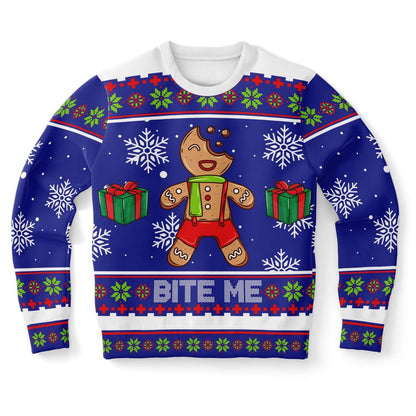 Bite me Gingerbread Ugly Christmas Sweater, Christmas Ugly Sweater, Sweater Xmas, Ugly Sweater