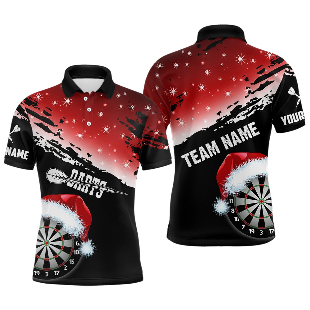Black And Red Santa Darts Board Custom Christmas Dart Shirts For Men, Funny Xmas Dart Polo, Darts Team Polo Shirt