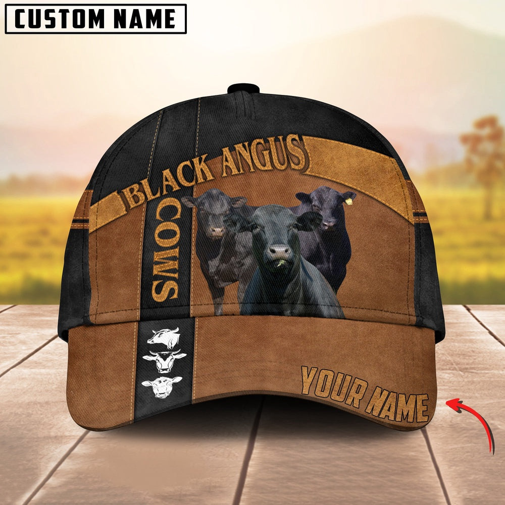 Black Angus Black Traffic Line Leather Pattern Customized 3D Cap, Farmer Cap, Vintage Farmer Hat, Mens Farmer Hats, Cap For Farmers