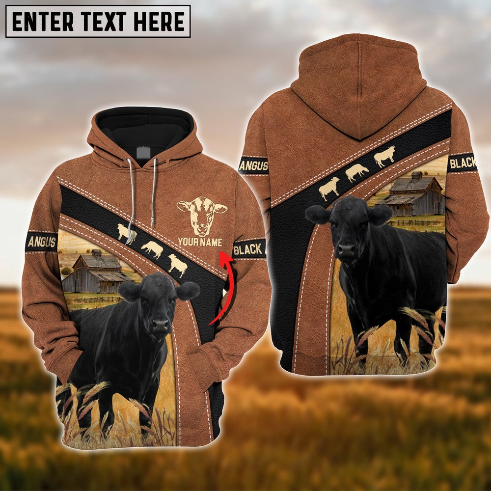 Black Angus Brown Pattern Custom Name Shirts, Farmer Hoodie, Custom Farm Shirts, Farmer T Shirt