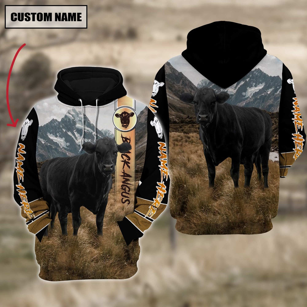 Black Angus Cattle 3D Customized Hoodie, Farmer Hoodie, Custom Farm Shirts, Farmer T Shirt
