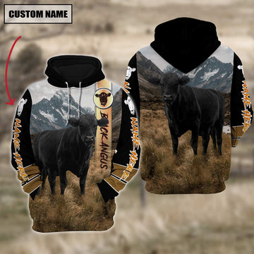 Black Angus Cattle 3D Customized Hoodie, Farmer Hoodie, Custom Farm Shirts, Farmer T Shirt