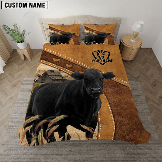 Black Angus Cattle Customized Bedding Set, Farm Bedding Set, Farmhouse Bedding Set