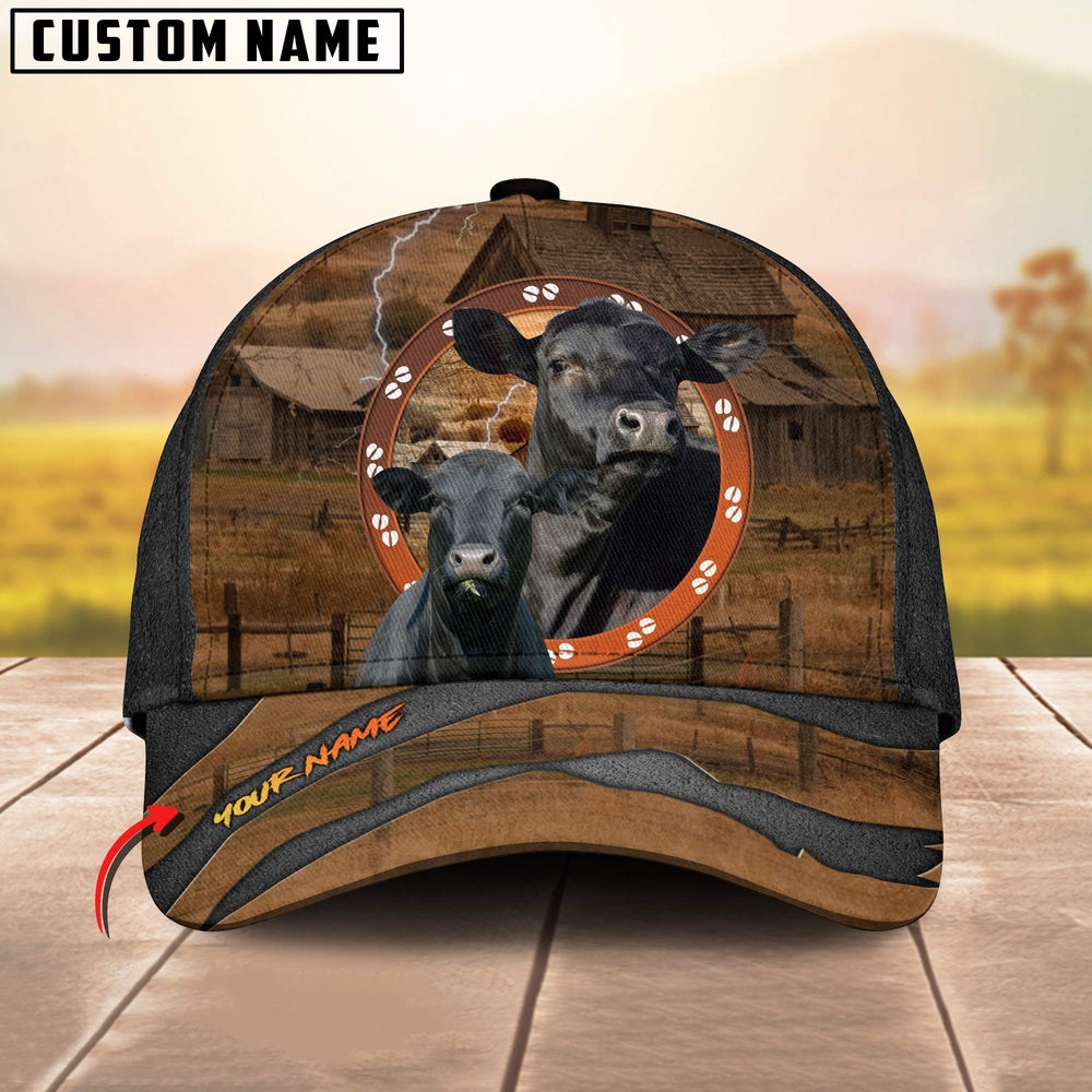 Black Angus Cattle Customized Name Cap, Farmer Cap, Vintage Farmer Hat, Mens Farmer Hats, Cap For Farmers