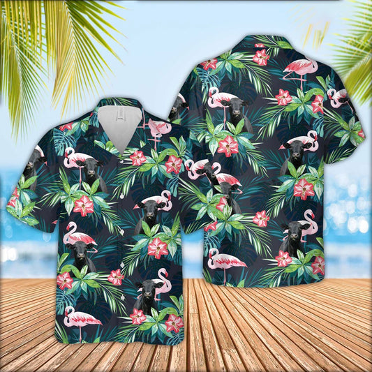 Black Angus Cattle Flamingo Hawaiian Shirt, Farm Hawaiian Shirt, Farmer Hawaii