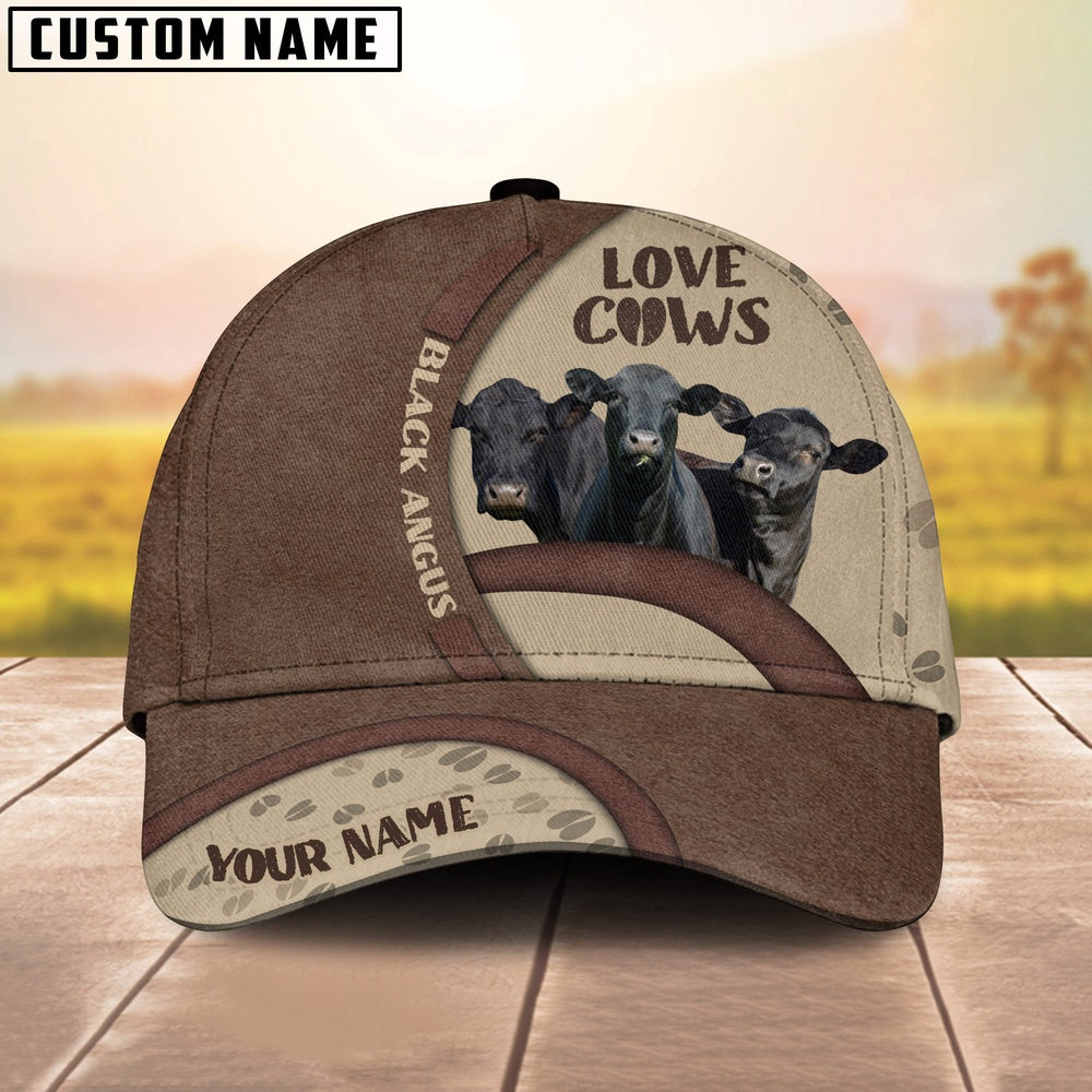 Black Angus Cattle Happiness Personalized Name Cap, Farmer Cap, Vintage Farmer Hat, Mens Farmer Hats, Cap For Farmers