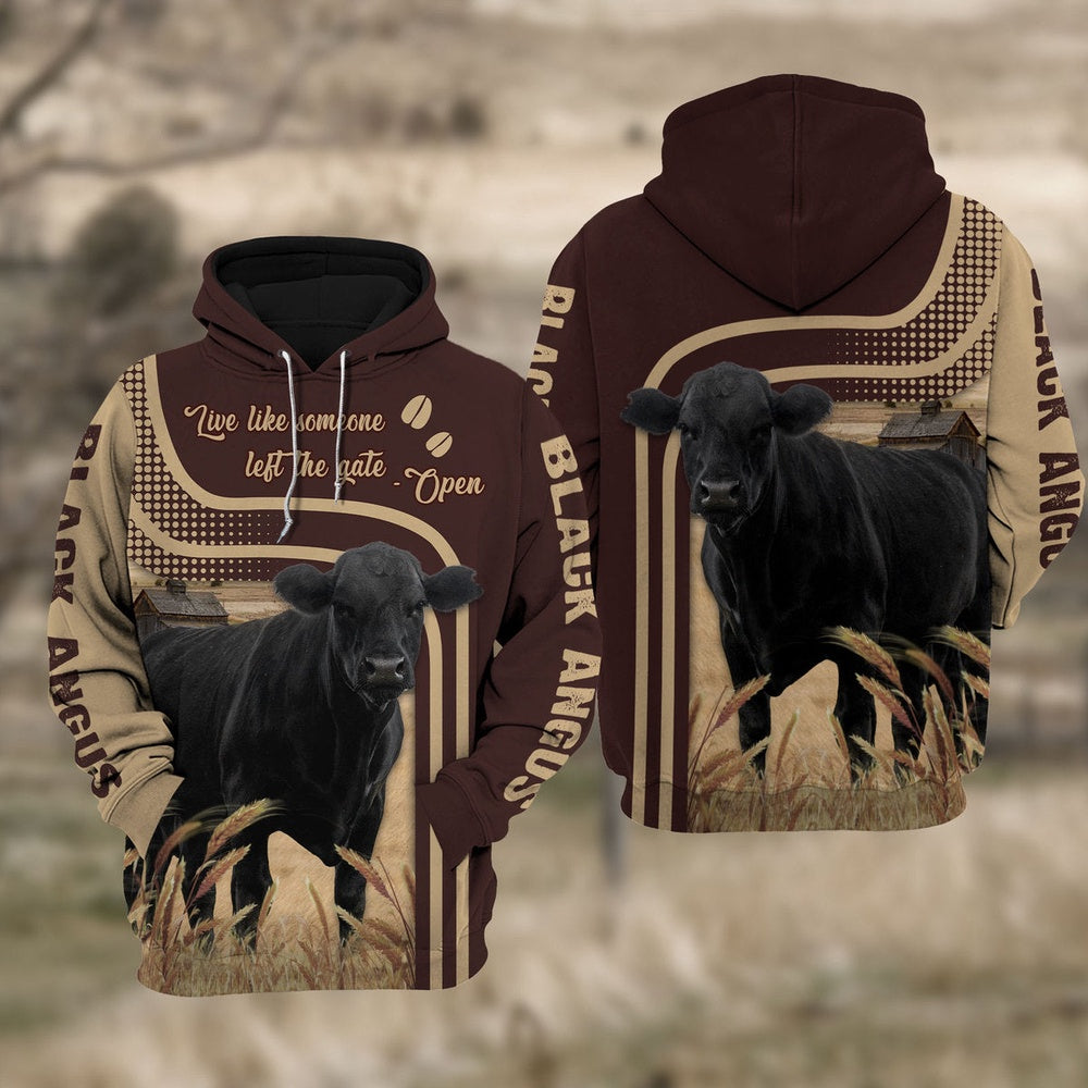 Black Angus Cattle Live Like Some One All Over Printed Hoodie, Farmer Hoodie, Farm Themed Shirts, Farm Tee Shirts