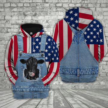 Black Angus Cattle US Flag Farm Personalized 3D Hoodie, Farmer Hoodie, Custom Farm Shirts, Farmer T Shirt