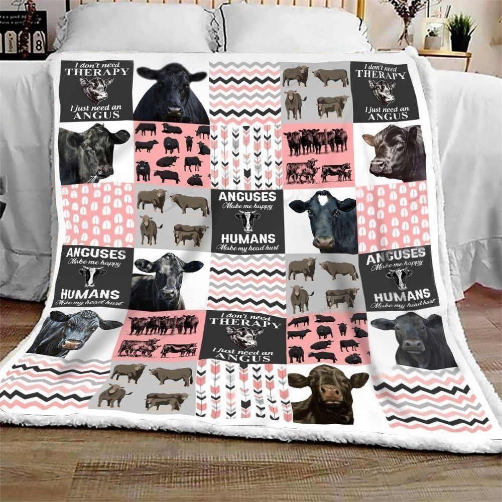 Black Angus Cow Pink All Printed 3D Blanket, Farm Blanket, Farm Animal Blanket