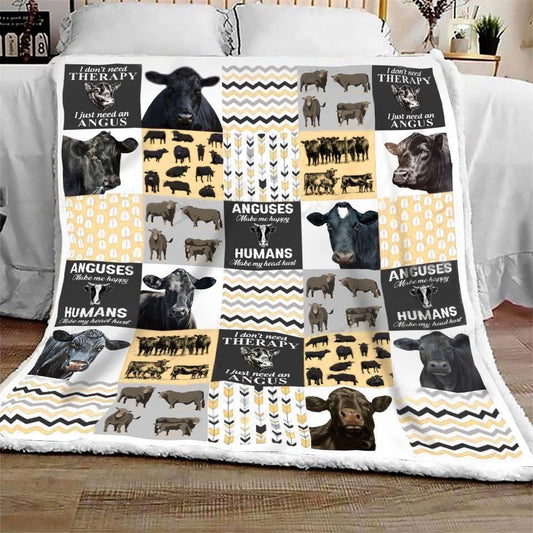 Black Angus Cow Yellow All Printed 3D Blanket, Farm Blanket, Farm Animal Blanket
