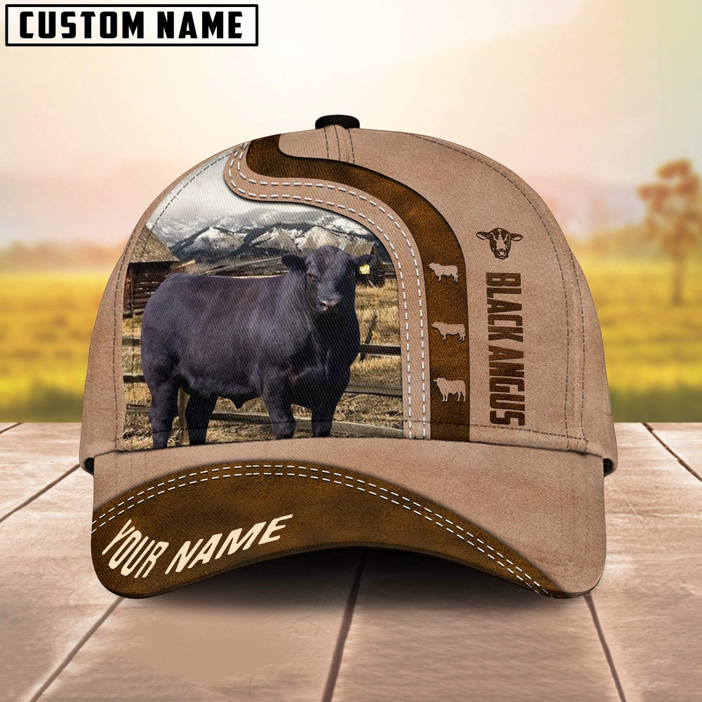Black Angus Custom Name Light Brown Cap, Farmer Cap, Vintage Farmer Hat, Mens Farmer Hats, Cap For Farmers