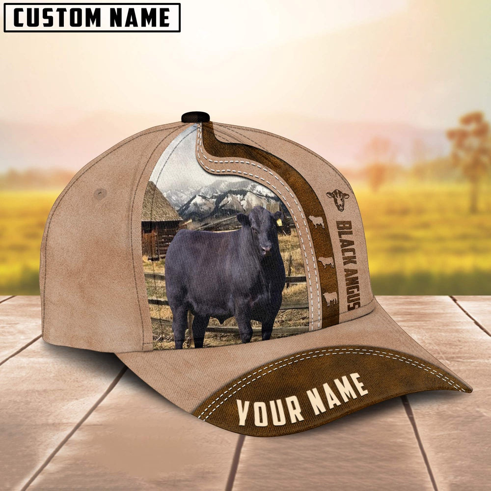 Black Angus Custom Name Light Brown Cap, Farmer Cap, Vintage Farmer Hat, Mens Farmer Hats, Cap For Farmers