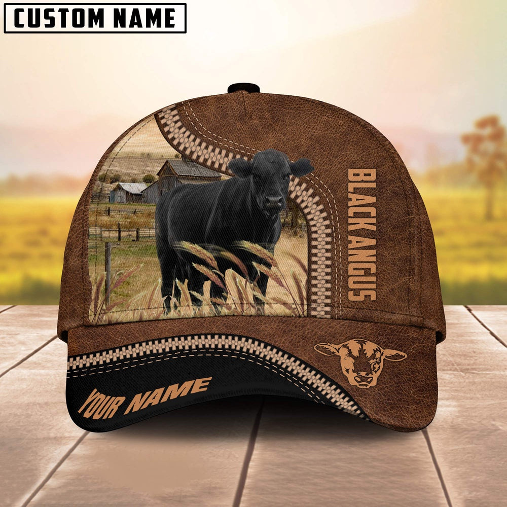 Black Angus Customized Name 3D Printed Cap, Farmer Cap, Vintage Farmer Hat, Mens Farmer Hats, Cap For Farmers