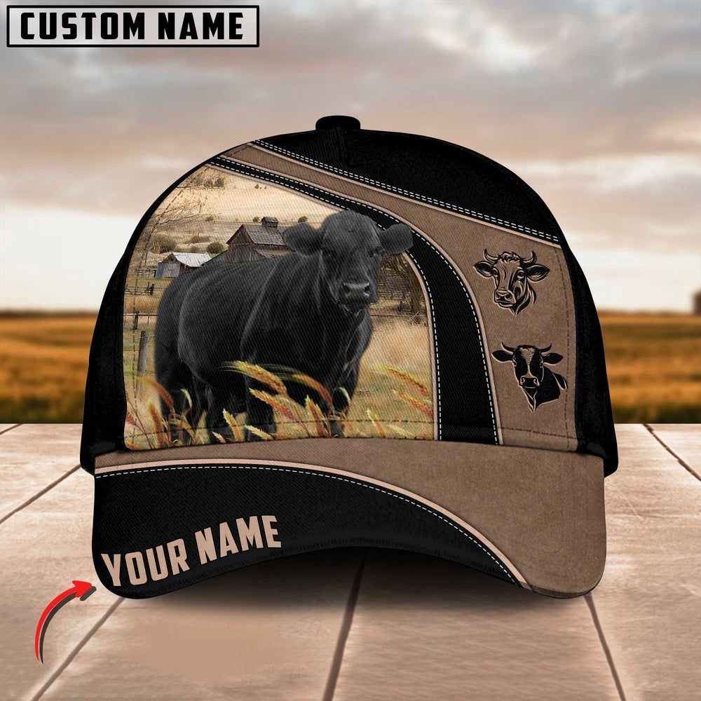 Black Angus Customized Name Black Brown Cap, Farmer Cap, Vintage Farmer Hat, Mens Farmer Hats, Cap For Farmers