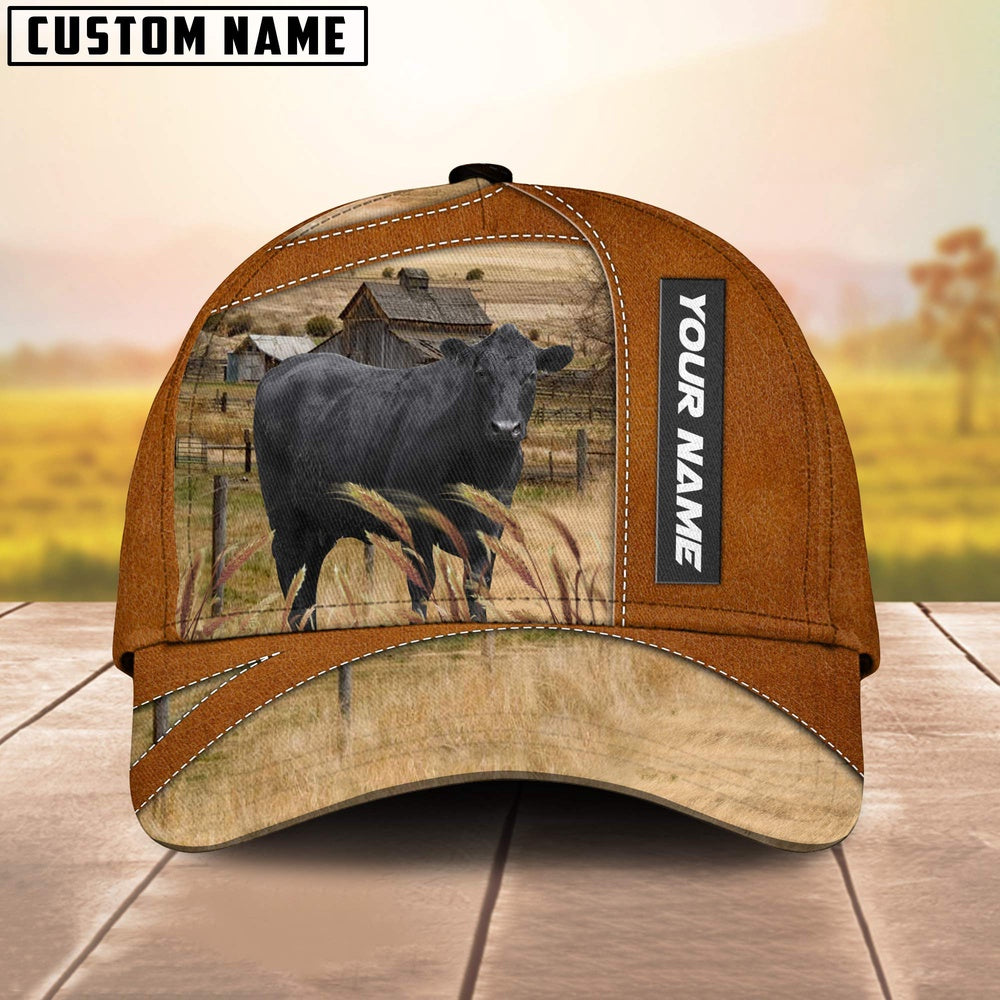 Black Angus Customized Name Brown Cap, Farmer Cap, Vintage Farmer Hat, Mens Farmer Hats, Cap For Farmers