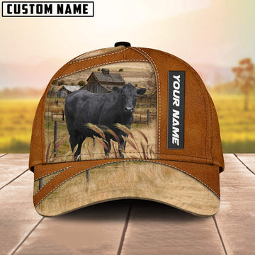 Black Angus Customized Name Brown Cap, Farmer Cap, Vintage Farmer Hat, Mens Farmer Hats, Cap For Farmers