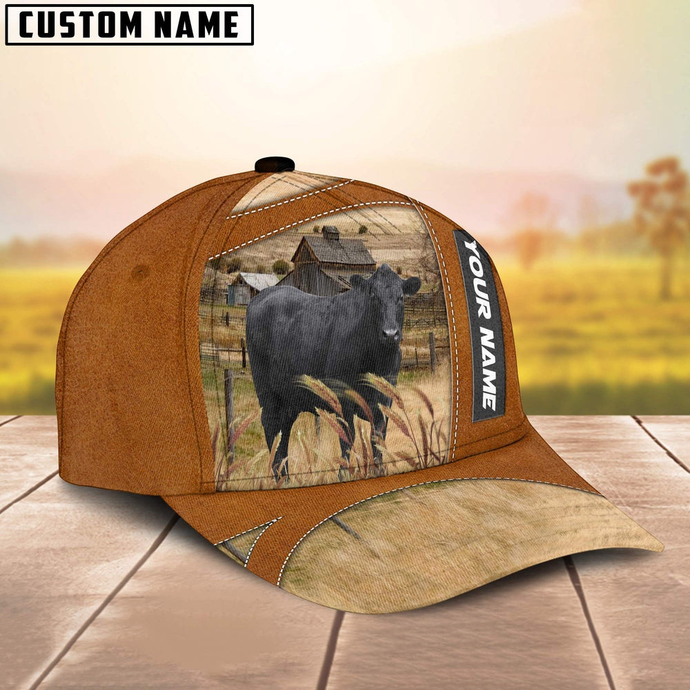 Black Angus Customized Name Brown Cap, Farmer Cap, Vintage Farmer Hat, Mens Farmer Hats, Cap For Farmers