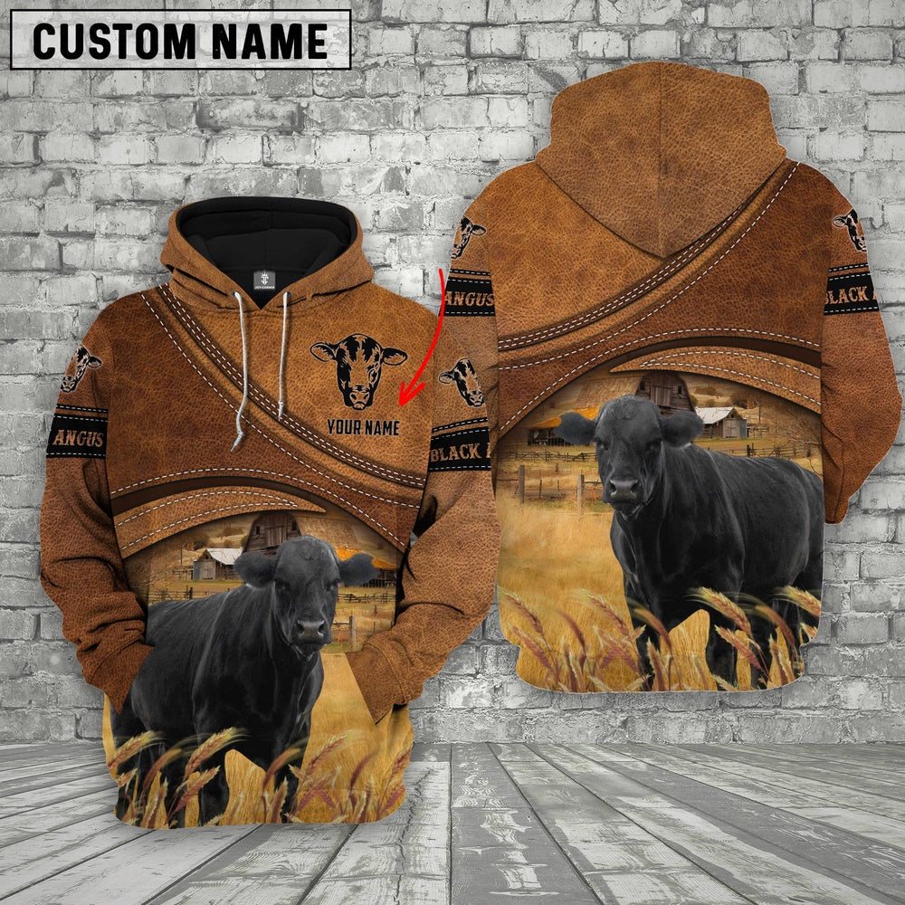 Black Angus Customized Name Brown Race Hoodie, Farmer Hoodie, Custom Farm Shirts, Farmer T Shirt
