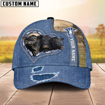 Black Angus Customized Name Denim Cap, Farmer Cap, Vintage Farmer Hat, Mens Farmer Hats, Cap For Farmers