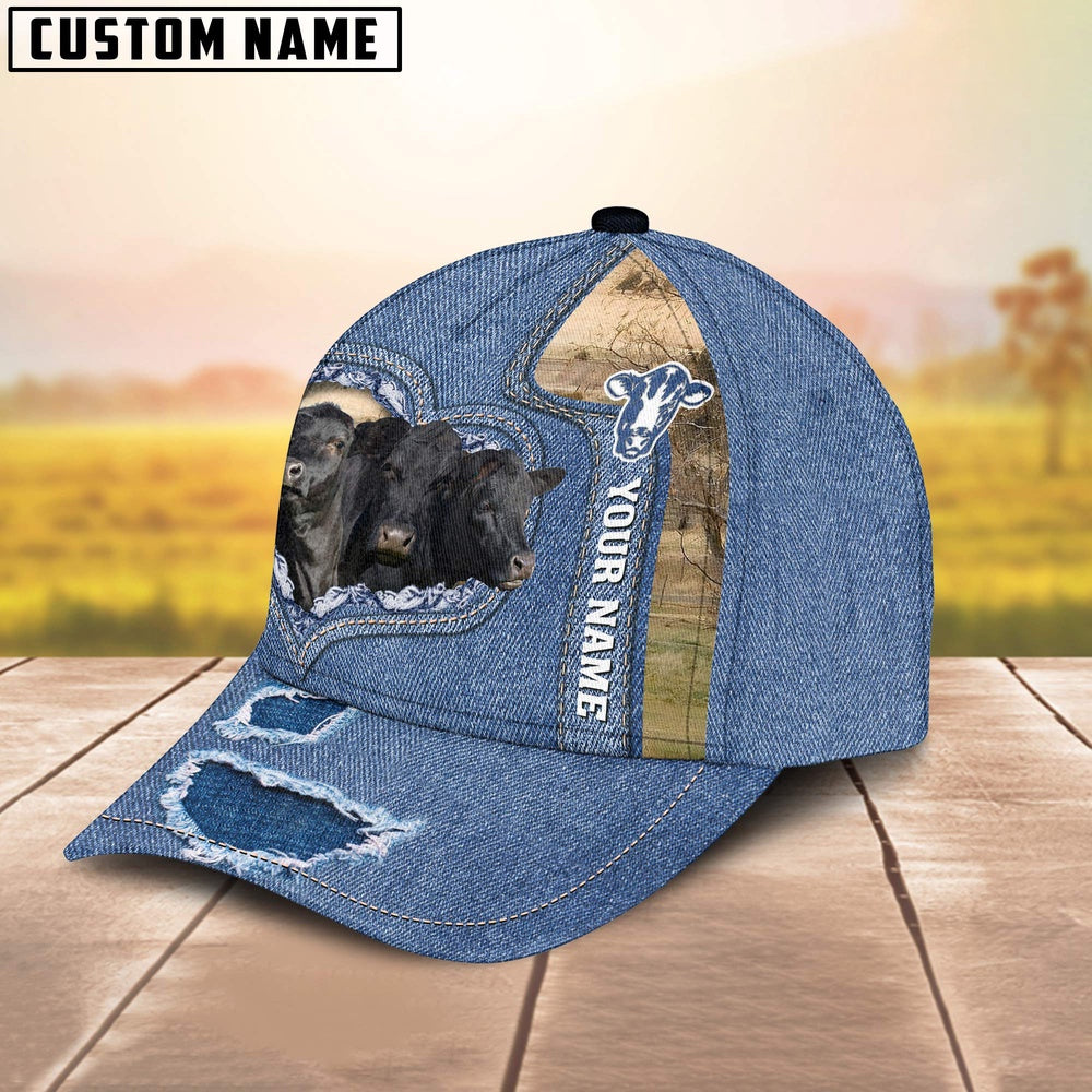 Black Angus Customized Name Denim Cap, Farmer Cap, Vintage Farmer Hat, Mens Farmer Hats, Cap For Farmers