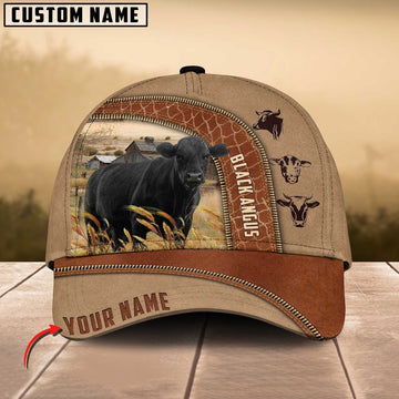 Black Angus Customized Name Light Brown Cap, Farmer Cap, Vintage Farmer Hat, Mens Farmer Hats, Cap For Farmers