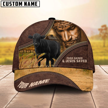 Black Angus Farm & Jesus Customized Name Cap, Farmer Cap, Vintage Farmer Hat, Mens Farmer Hats, Cap For Farmers