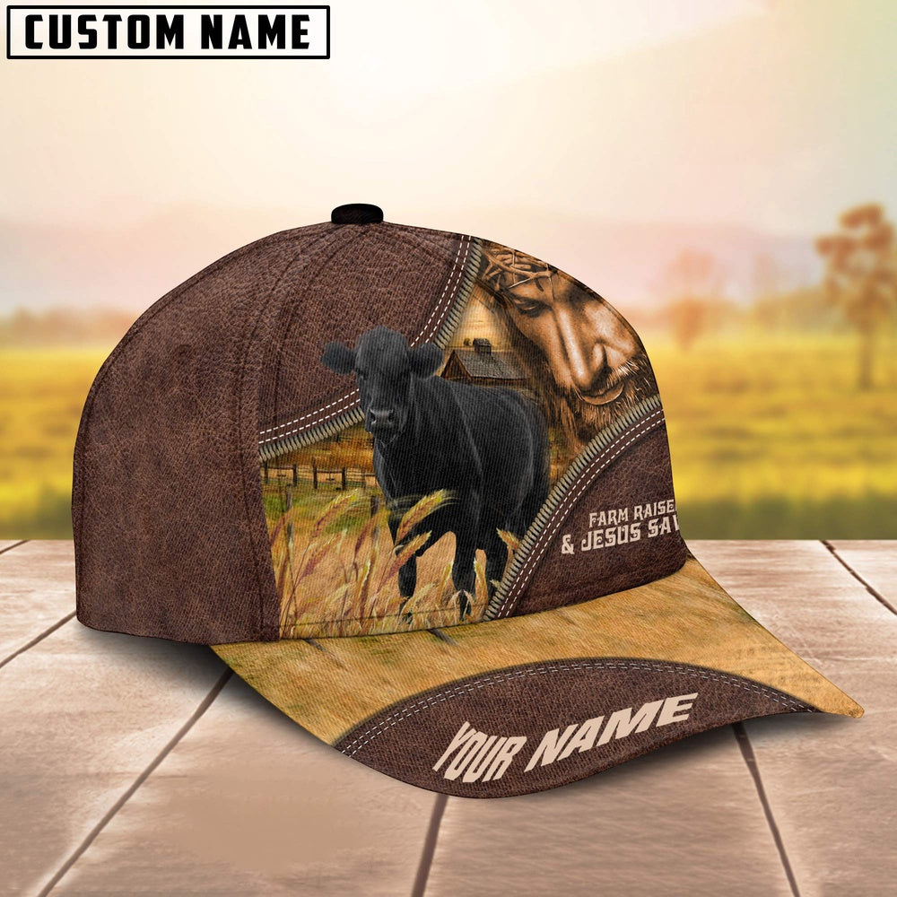 Black Angus Farm & Jesus Customized Name Cap, Farmer Cap, Vintage Farmer Hat, Mens Farmer Hats, Cap For Farmers