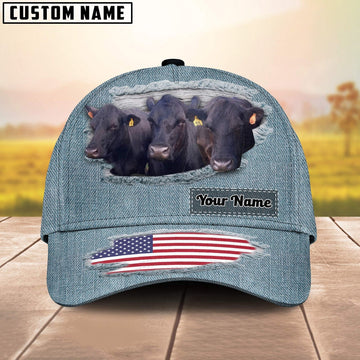 Black Angus For Customer Jeans Pattern Customized Name Cap, Farmer Cap, Vintage Farmer Hat, Mens Farmer Hats, Cap For Farmers