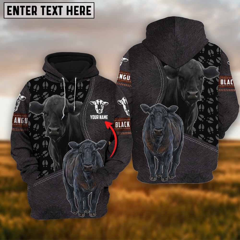 Black Angus Fur on Farm Customized Name 3D Hoodie, Farmer Hoodie, Custom Farm Shirts, Farmer T Shirt