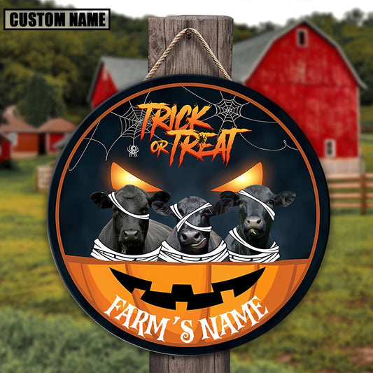 Black Angus Halloween Happiness Pattern Happy Halloween Wooden Sign, Farm Wood Sign, Farm House Wood Signs