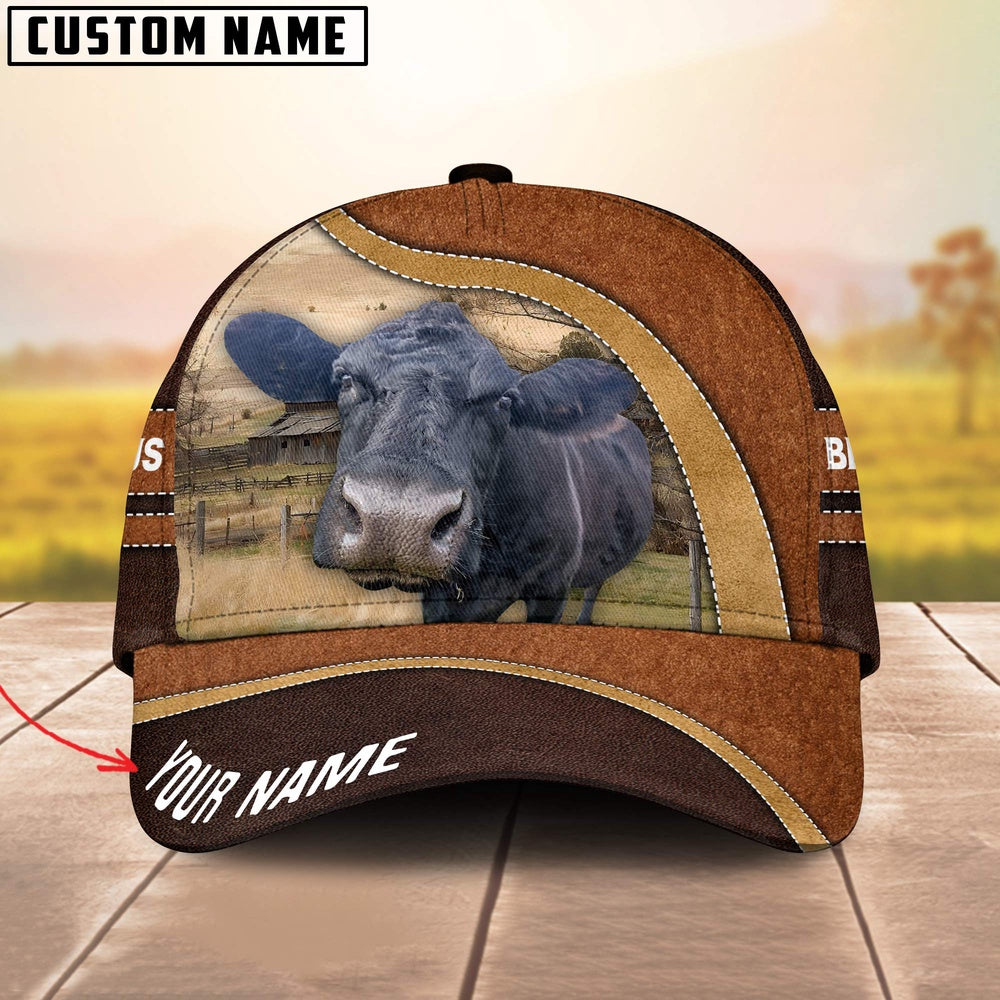Black Angus Happy Face Customized Name Cap, Farmer Cap, Vintage Farmer Hat, Mens Farmer Hats, Cap For Farmers