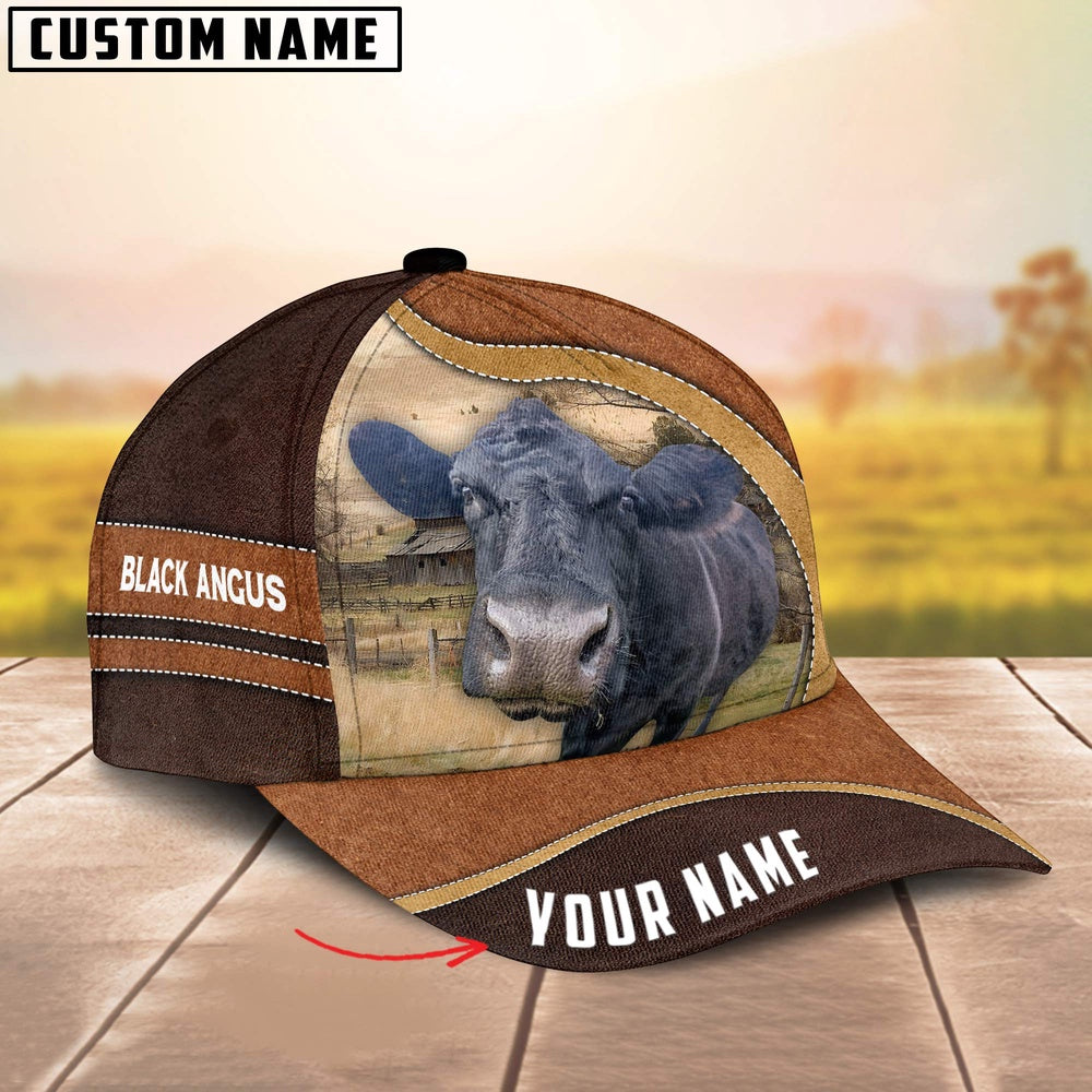 Black Angus Happy Face Customized Name Cap, Farmer Cap, Vintage Farmer Hat, Mens Farmer Hats, Cap For Farmers