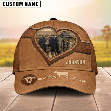Black Angus Heart Shaped Style Customized Name Cap, Farmer Cap, Vintage Farmer Hat, Mens Farmer Hats, Cap For Farmers