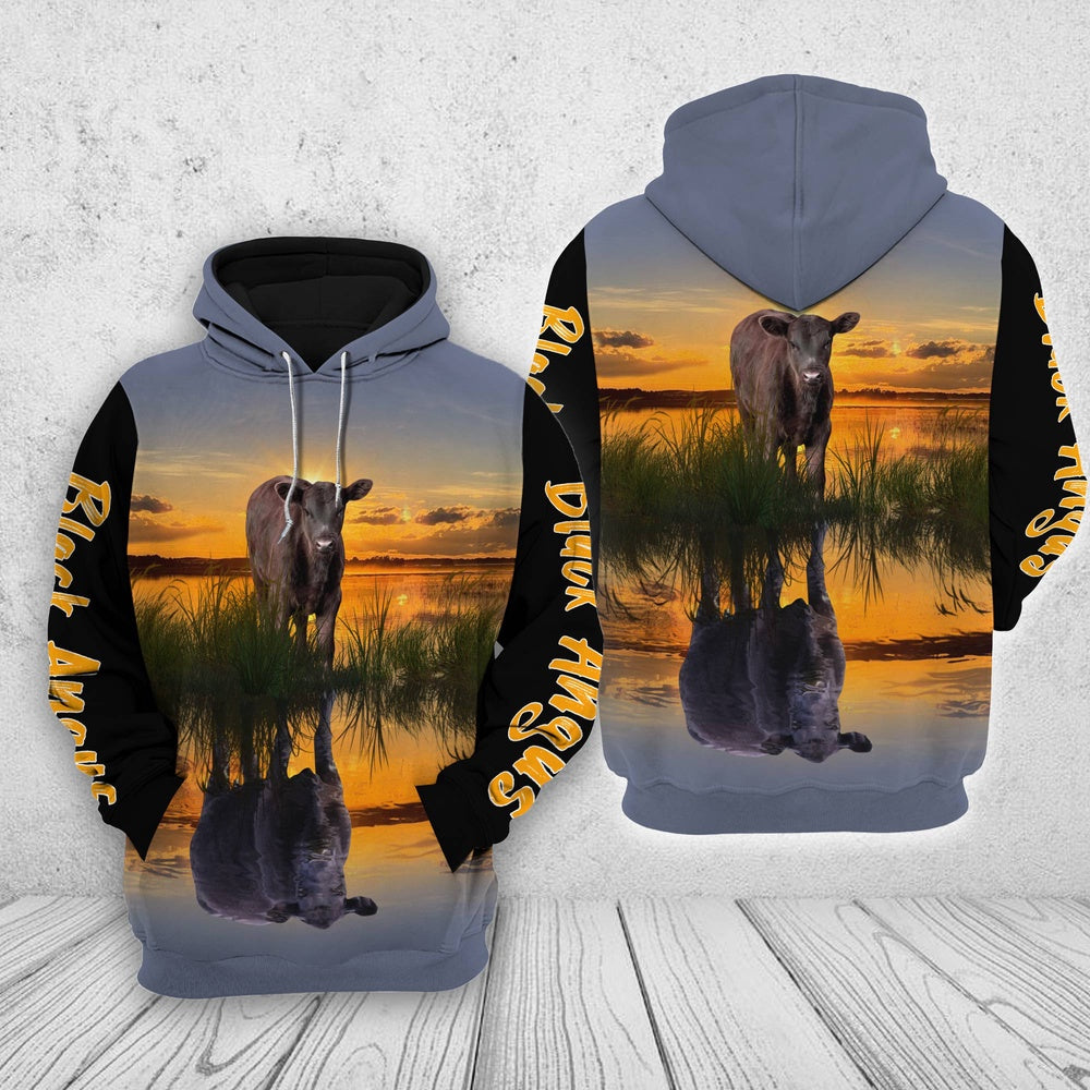 Black Angus In The Sunset Shirts, Farmer Hoodie, Farm Themed Shirts, Farm Tee Shirts