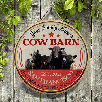 Black Angus Live Like Someone Left The Gate Open Custom Happy Halloween Wooden Sign, Farm Wood Sign, Farm House Wood Signs