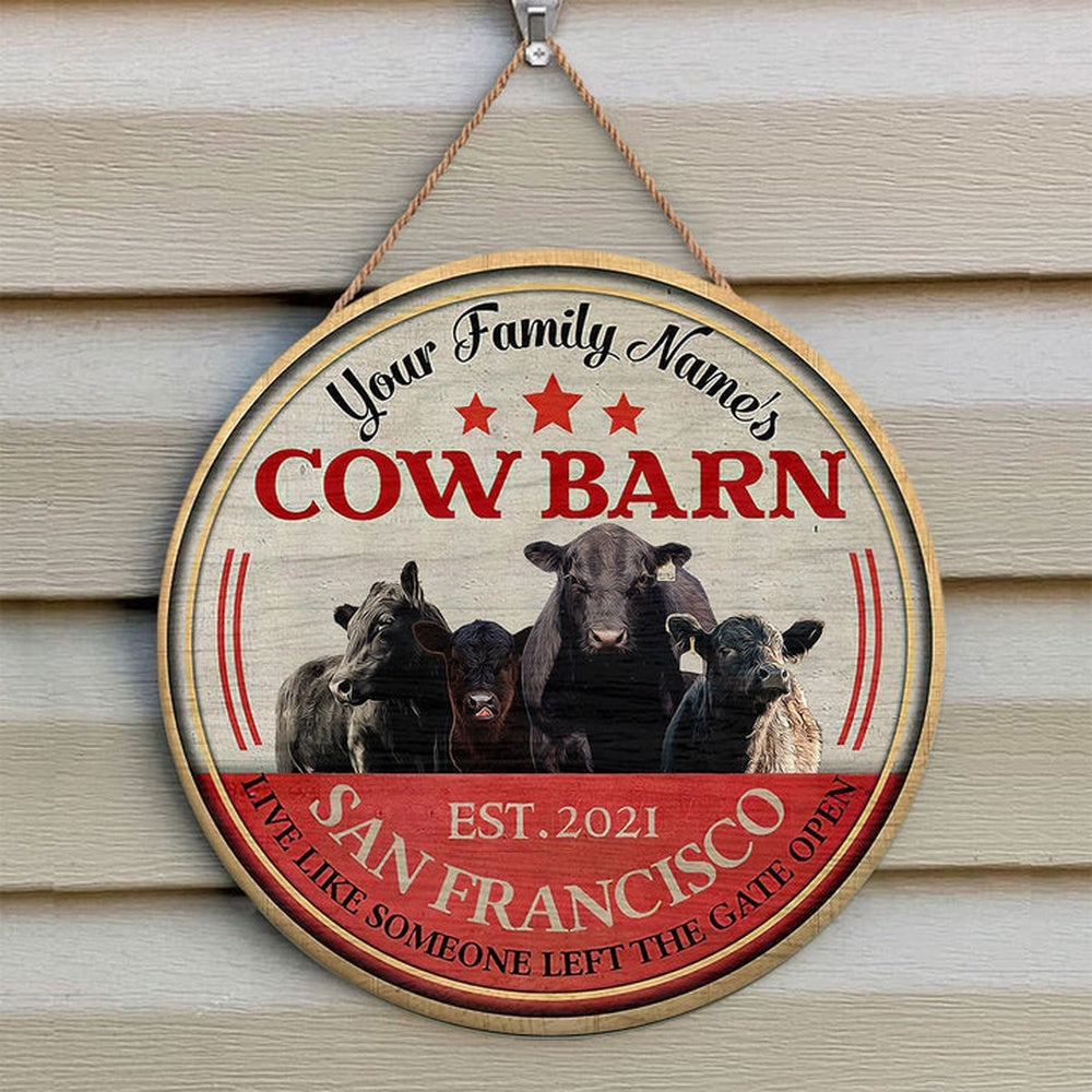 Black Angus Live Like Someone Left The Gate Open Custom Happy Halloween Wooden Sign, Farm Wood Sign, Farm House Wood Signs