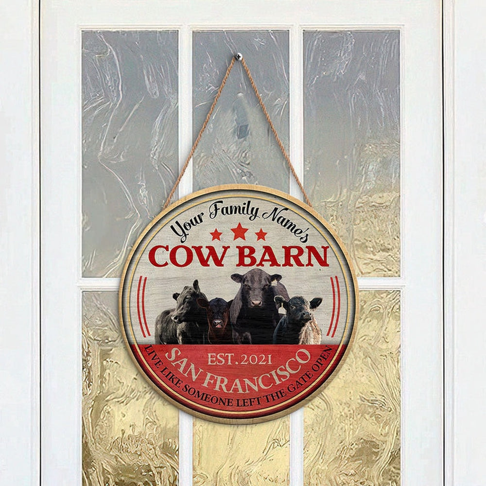 Black Angus Live Like Someone Left The Gate Open Custom Happy Halloween Wooden Sign, Farm Wood Sign, Farm House Wood Signs