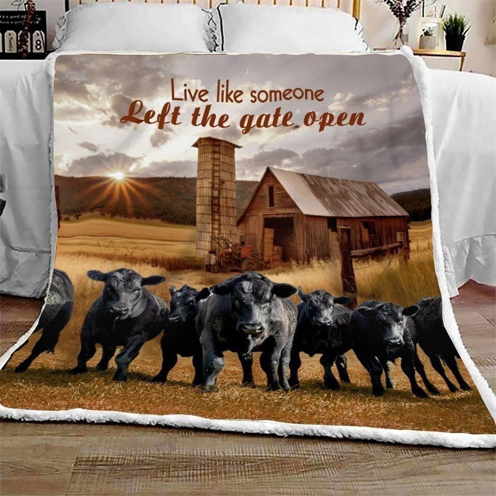 Black Angus Live Like Someone Left the gate open All Printed 3D Blanket, Farm Blanket, Farm Animal Blanket