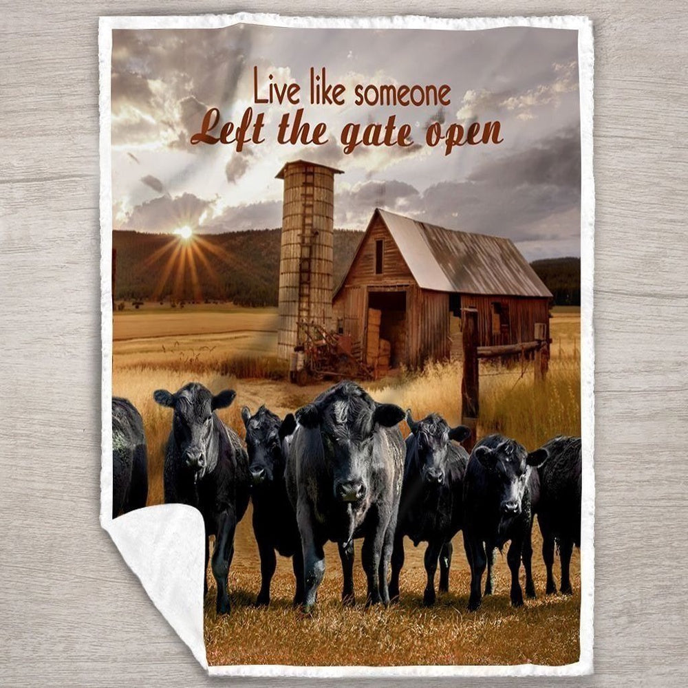 Black Angus Live Like Someone Left the gate open All Printed 3D Blanket, Farm Blanket, Farm Animal Blanket