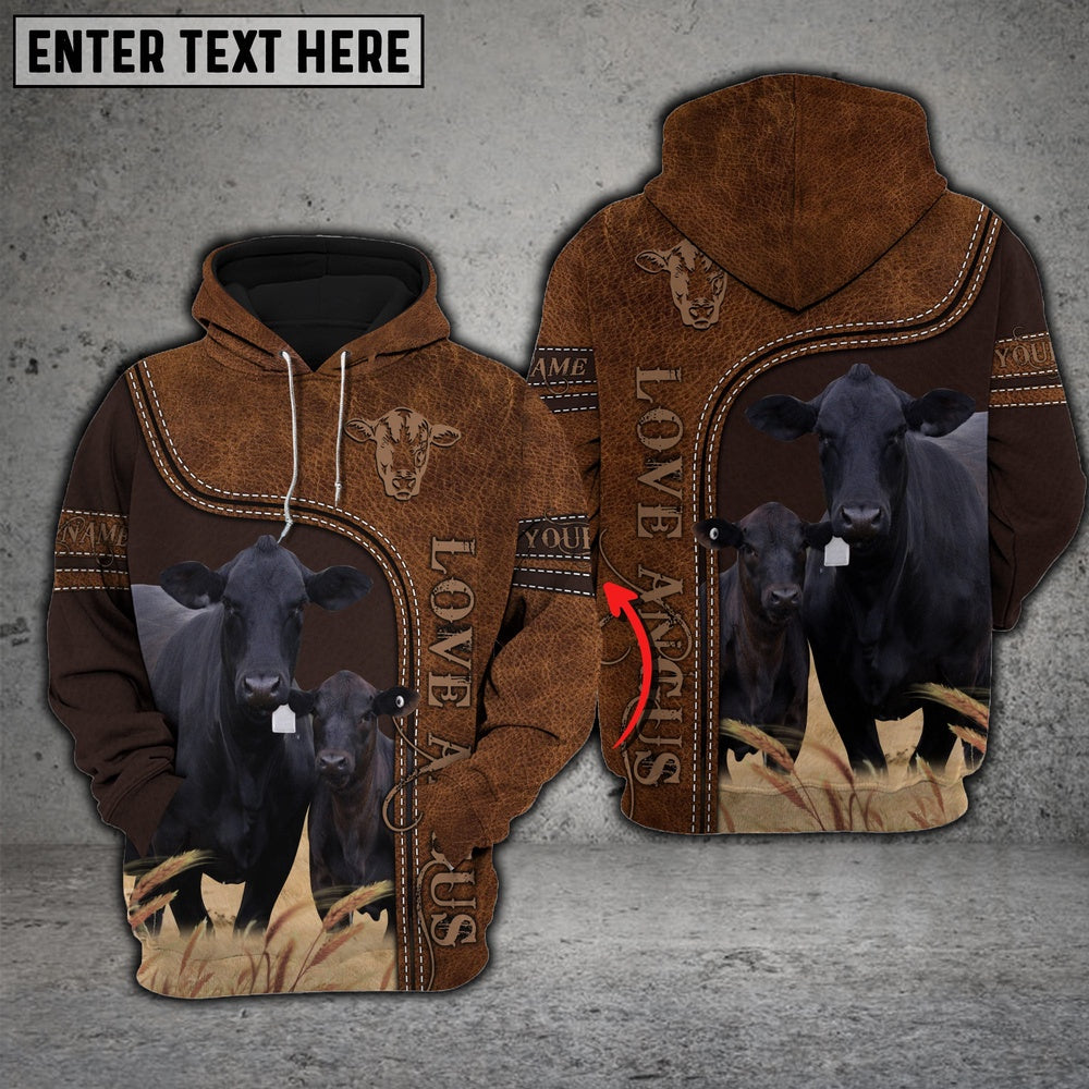 Black Angus Love Baby Cattle Personalized All Over Printed Hoodie, Farmer Hoodie, Custom Farm Shirts, Farmer T Shirt