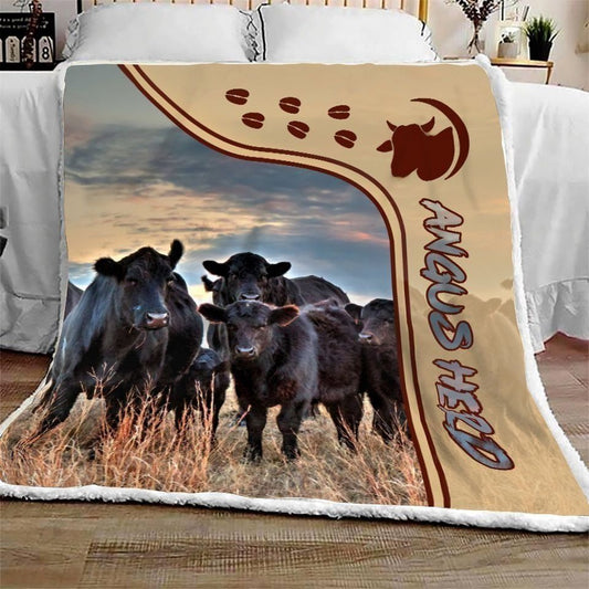 Black Angus On Farm All Printed 3D Blanket, Farm Blanket, Farm Animal Blanket