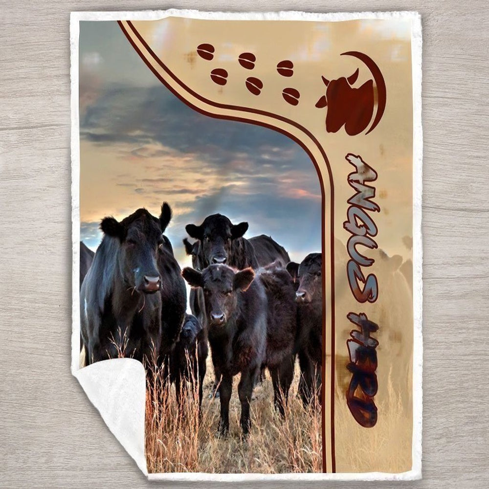 Black Angus On Farm All Printed 3D Blanket, Farm Blanket, Farm Animal Blanket