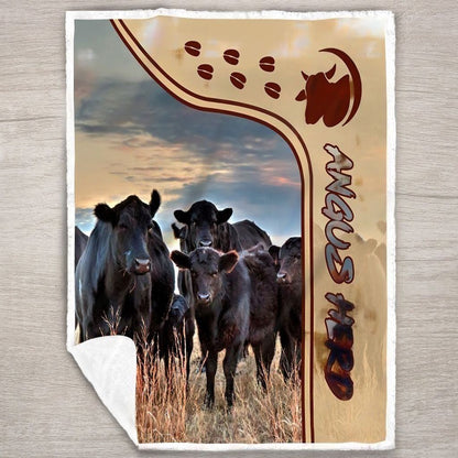 Black Angus On Farm All Printed 3D Blanket, Farm Blanket, Farm Animal Blanket